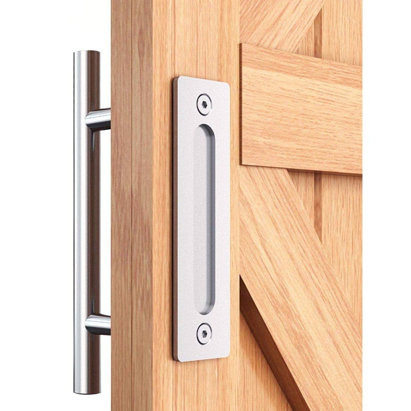 EaseLife 12" Stainless Steel Sliding Barn Door Handles and Pulls Flush Hardware Set, Double Sided, Brushed Finish, Easy Install - Image 1
